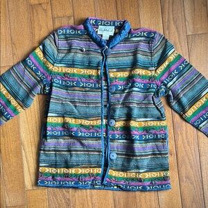 Blue and Green Striped Blazer with Woven Fabric